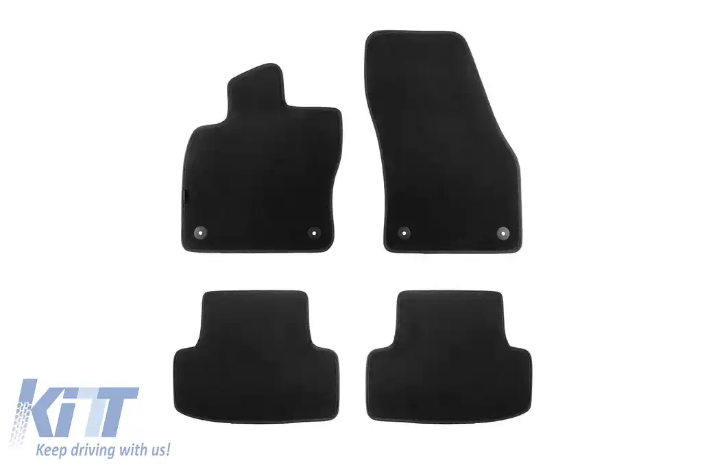 Tălpi de podea textile cu trei straturi, potrivite pentru Skoda Karoq după 2017, set de 4 bucăți, negre