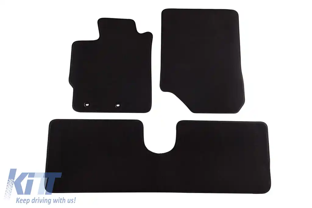 Tălpi de podea textile cu trei straturi, potrivite pentru Toyota Yaris 2011-2020, 5 uși, din 3 părți, negre