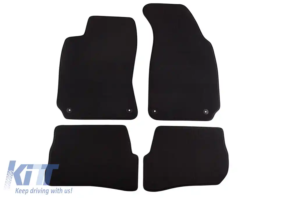 Tălpi de podea textile cu trei straturi, potrivite pentru VW Passat 1996-2001, set de 4 bucăți, negre
