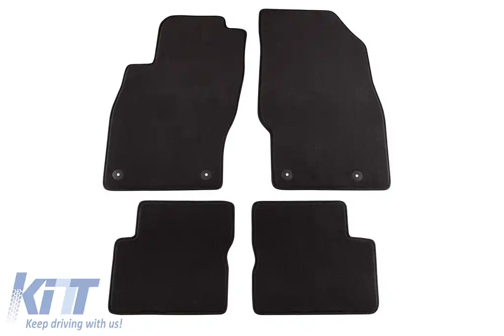Tălpi de podea textile cu trei straturi potrivite pentru Opel Corsa D 2006-2014, set de 4 bucăți, negre