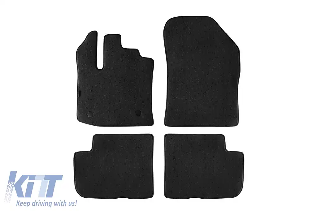 Tălpi de podea textile cu trei straturi, potrivite pentru Dacia Lodgy după 2012, cu 5 sau 7 locuri, set de 4 bucăți, negre