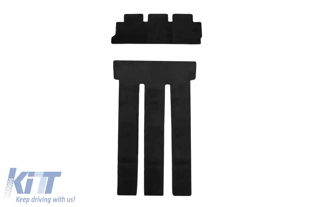 Tălpi de podea textile cu trei straturi, potrivite pentru VW T5 Multivan 2003-2015, T6 Multivan după 2015, 5 locuri, cu două uși glisante, fără tabloul de bord multifuncțional, set de 2 bucăți, negru
