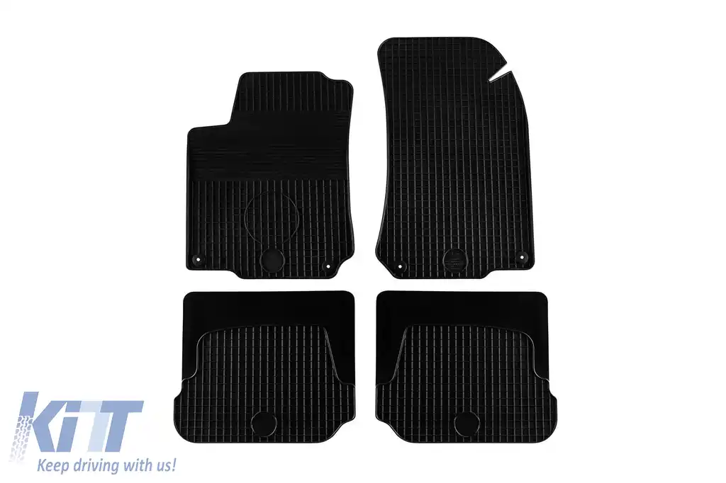 Tălpi din cauciuc Gumarny Zubri potrivite pentru Volkswagen Golf IV, Bora, New Beetle 1997-2002 cu clipsuri rotunde, set de 4 piese, culoare neagră