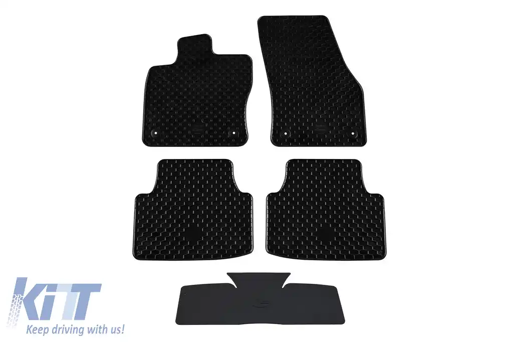 Tălpi din cauciuc Gumarny Zubri potrivite pentru Volkswagen Golf Sportsvan 2014-2020 cu covoraș pentru tunel, set de 5 piese, culoare neagră-image-6252016