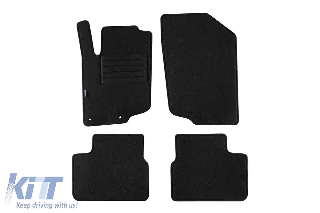 Tălpi din covor cu două straturi, potrivite pentru Peugeot 207 hatchback, estate 2006-2012, set de 4 bucăți, negru
