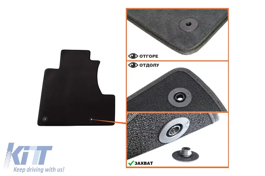 Tălpi textile cu trei straturi din material Petex Style potrivite pentru HONDA CR-V 2006-2012, din 3 părți, negre-image-6242078