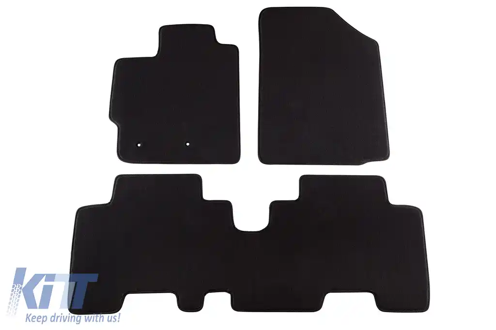 Tălpi textile cu trei straturi, potrivite pentru Toyota Yaris 2005-2011, Urban Cruiser 2009-2016, 3-5 uși, din 3 piese, negre