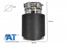 Toba Universala Ornament Sistem de evacuare Carbon Fiber Finisaj Mat 6cm/2.36inch-image-6043930