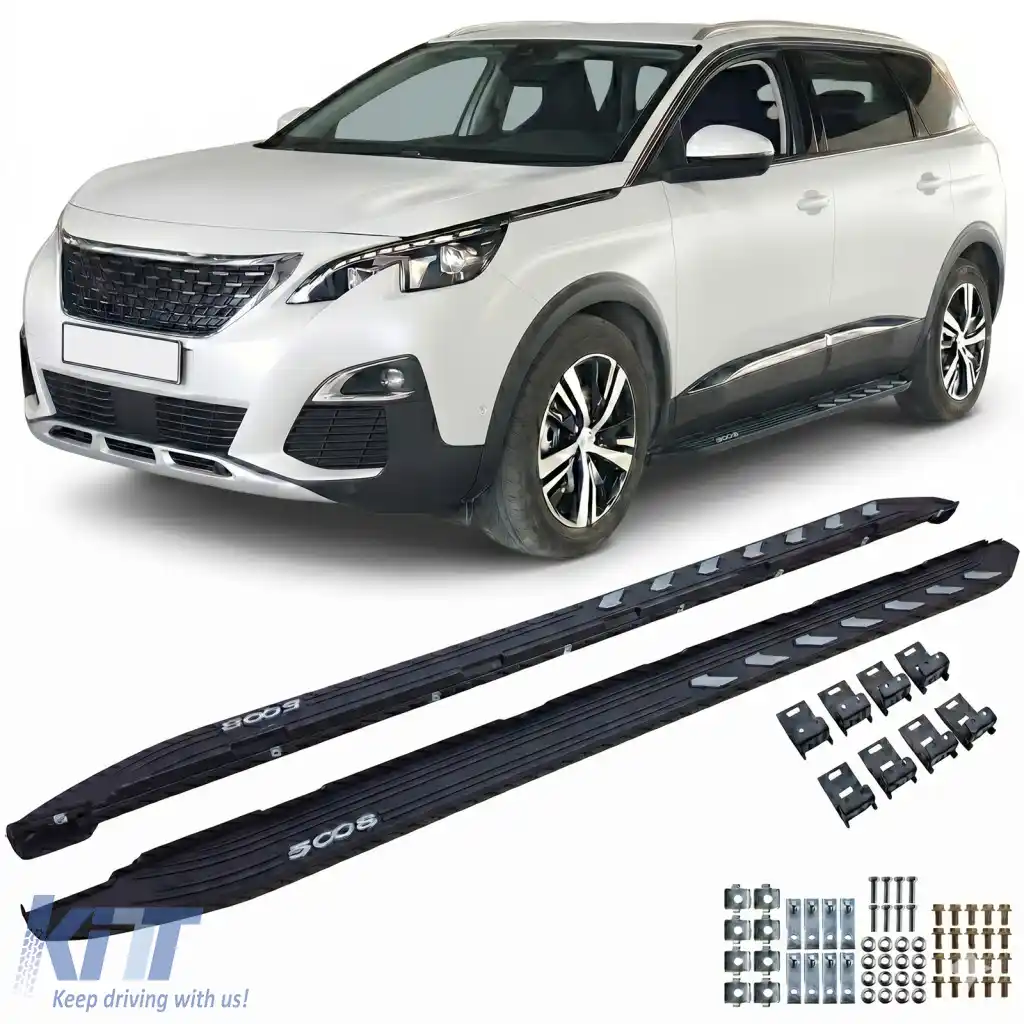 Trepte de acces protecție laterală stil OE negru potrivite pentru Peugeot 5008 2017-2024