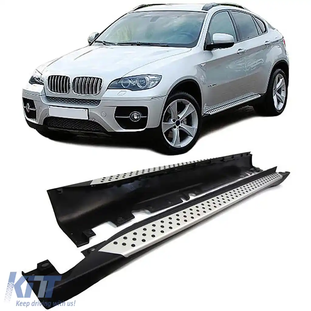 Trepte laterale din aluminiu cu protecție OE, stil ABE, potrivite pentru BMW X6 E71 E72 08-14