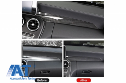 Trim Interior Consola si Ornament Buton Pornire compatibil cu Mercedes C-Class W205 (2015-2017) Carbon Fiber Style LHD-image-6064271