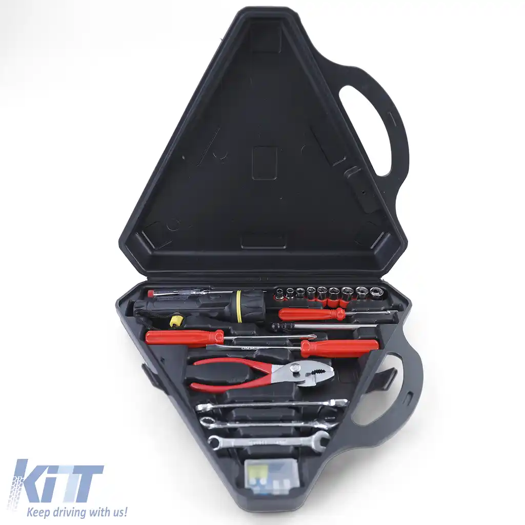 Trusă de unelte pentru mașină, cabluri de pornire, lanternă, clește, șurubelniță, 30 de piese-image-6195005