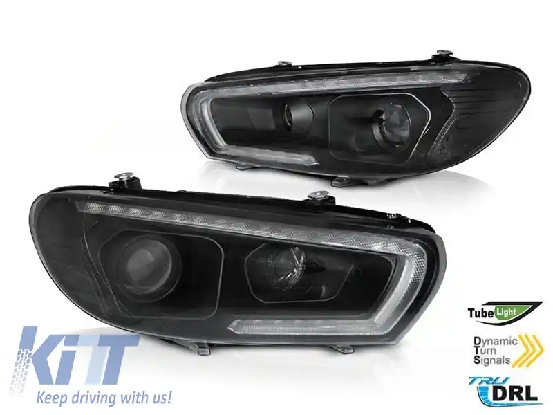 Tub de faruri SEQ LED potrivit pentru Volkswagen Scirocco 2008-2014 Negru