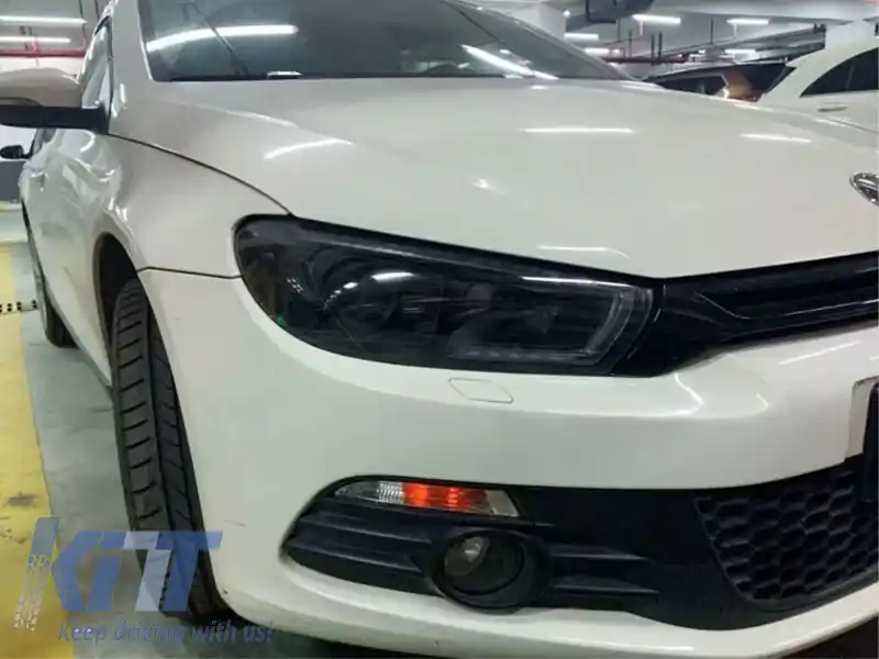 Tub de faruri SEQ LED potrivit pentru Volkswagen Scirocco 2008-2014 Negru-image-6238756