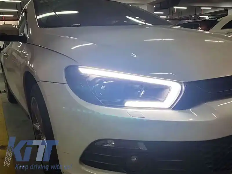 Tub de faruri SEQ LED potrivit pentru Volkswagen Scirocco 2008-2014 Negru-image-6238757