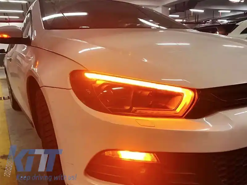 Tub de faruri SEQ LED potrivit pentru Volkswagen Scirocco 2008-2014 Negru-image-6238758