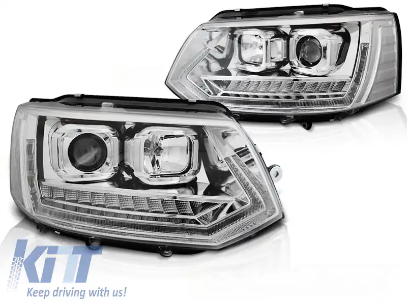 TUBURI FARURI LUMINA DRL CHROME SEQ potrivit pentru VW T5 2010-2015