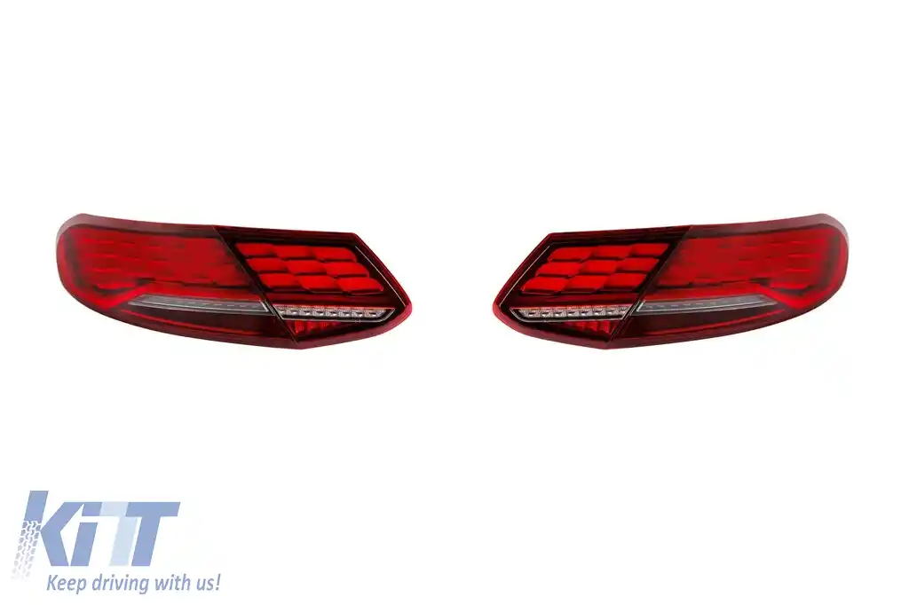 Tuning stopuri Full LED potrivite pentru Mercedes C-Class C205 coupe, A205 cabrio 2016-2021 cu bază roșie, stânga și dreapta