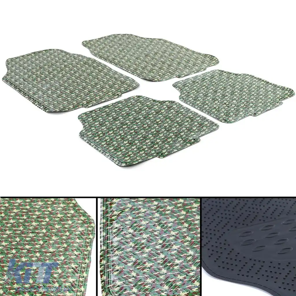 image-63-Tăvițe de cauciuc pentru mașină, universale, cu aspect de tablă cu carouri, camuflaj, culoare militară