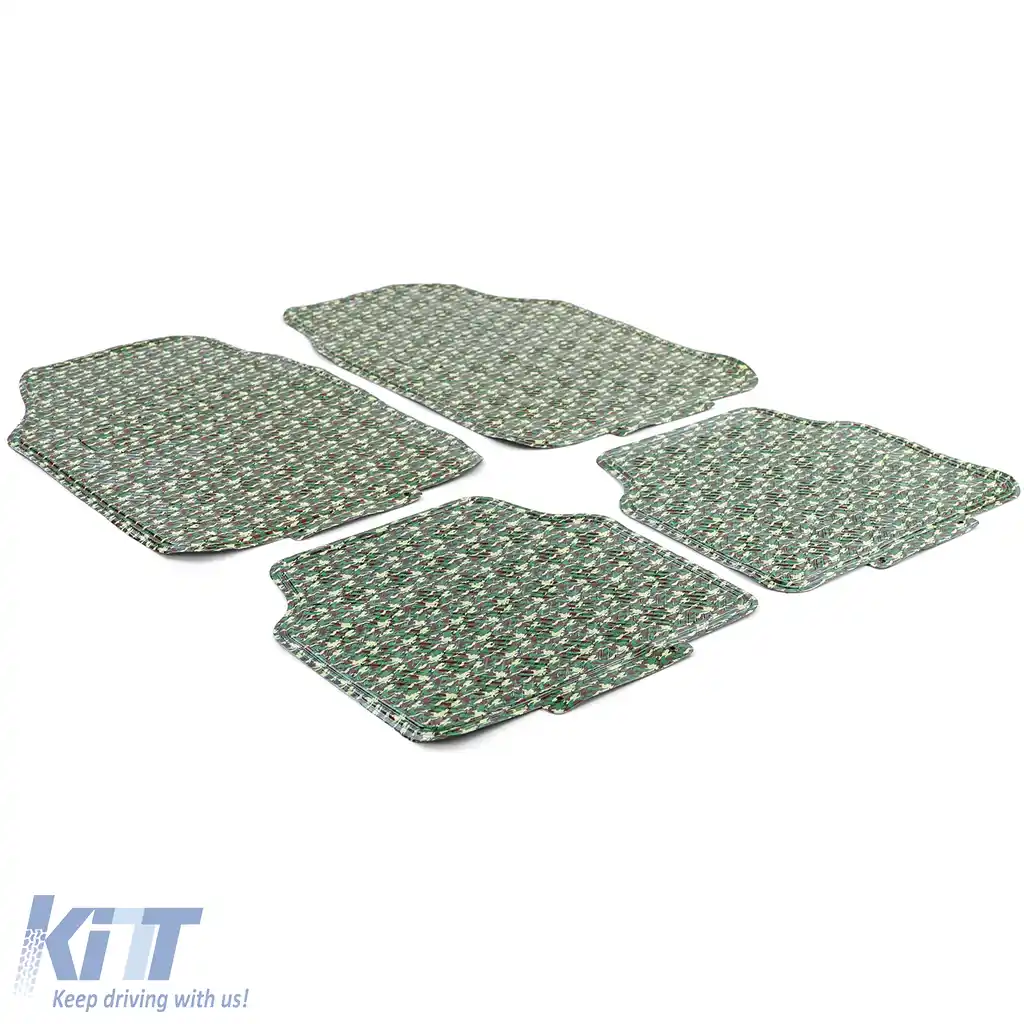 Tăvițe de cauciuc pentru mașină, universale, cu aspect de tablă cu carouri, camuflaj, culoare militară-image-6197076