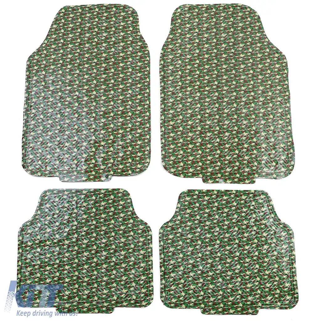 Tăvițe de cauciuc pentru mașină, universale, cu aspect de tablă cu carouri, camuflaj, culoare militară-image-6197077