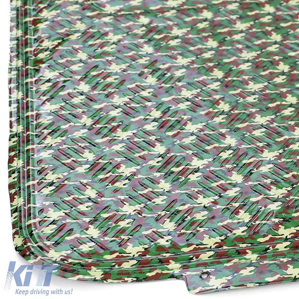 Tăvițe de cauciuc pentru mașină, universale, cu aspect de tablă cu carouri, camuflaj, culoare militară-image-6197078