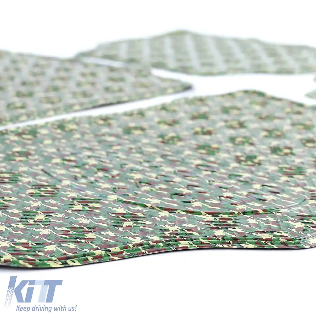 Tăvițe de cauciuc pentru mașină, universale, cu aspect de tablă cu carouri, camuflaj, culoare militară-image-6197081