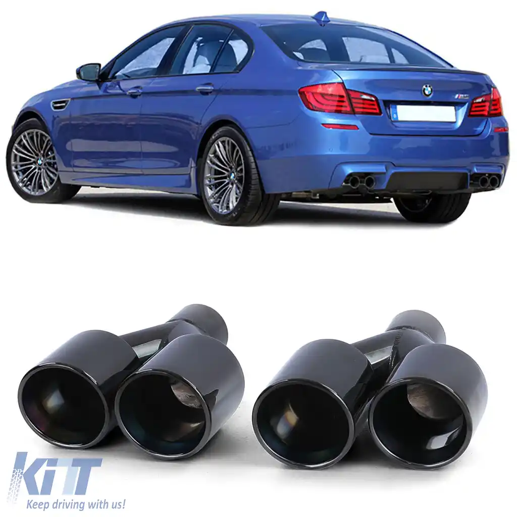Tăvițe de eșapament duale cu aspect sport negru, potrivite pentru BMW Seria 5 F10 F11, Seria 6 F12 F13