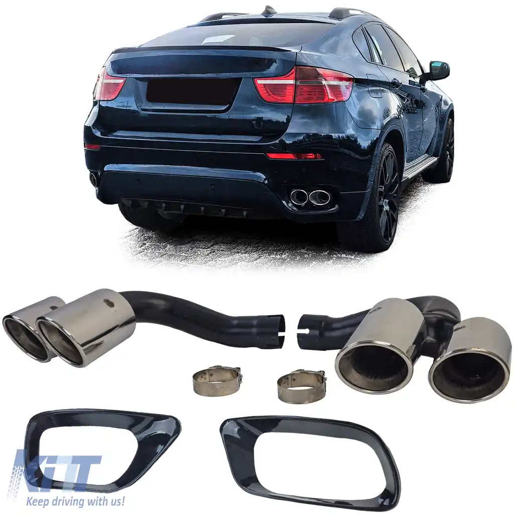 Tăvițe de evacuare cu țeavă dublă cromate, potrivite pentru BMW X6 E71 08-14 Diesel 30d 40d