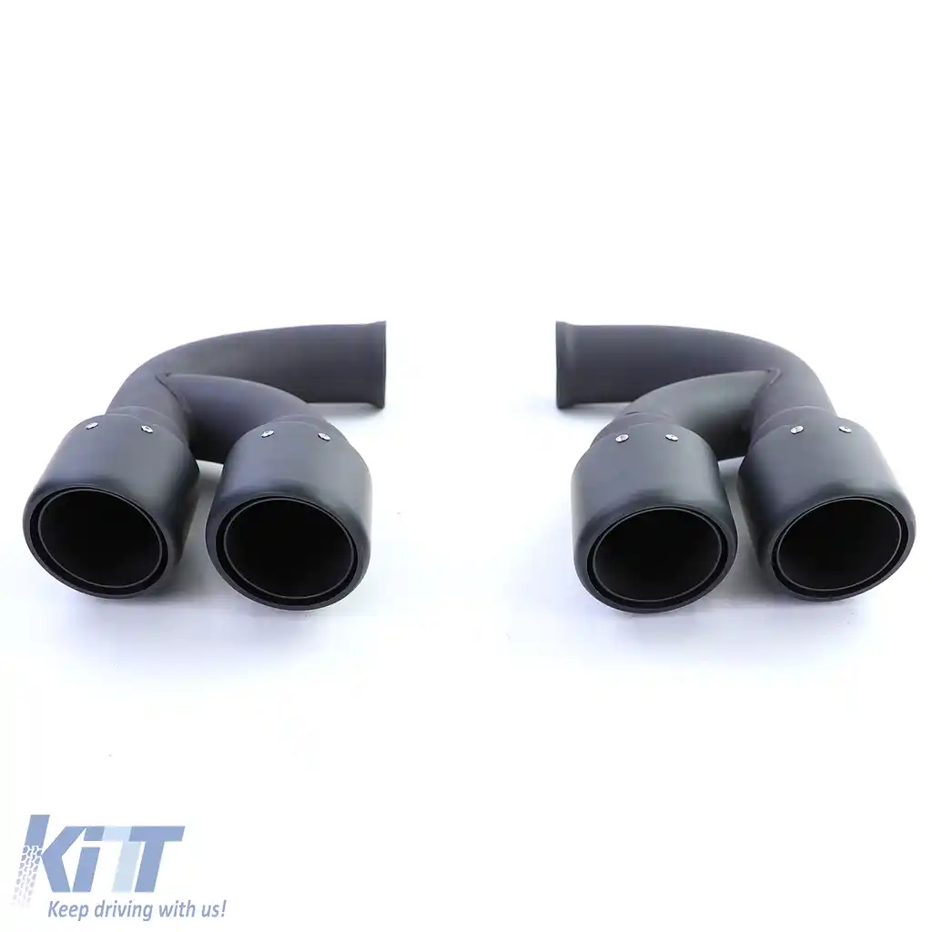 Tăvițe de evacuare din oțel inoxidabil cu două țevi, negre, potrivite pentru Porsche Cayenne 92A 3.0 Diesel 10-14-image-6195058