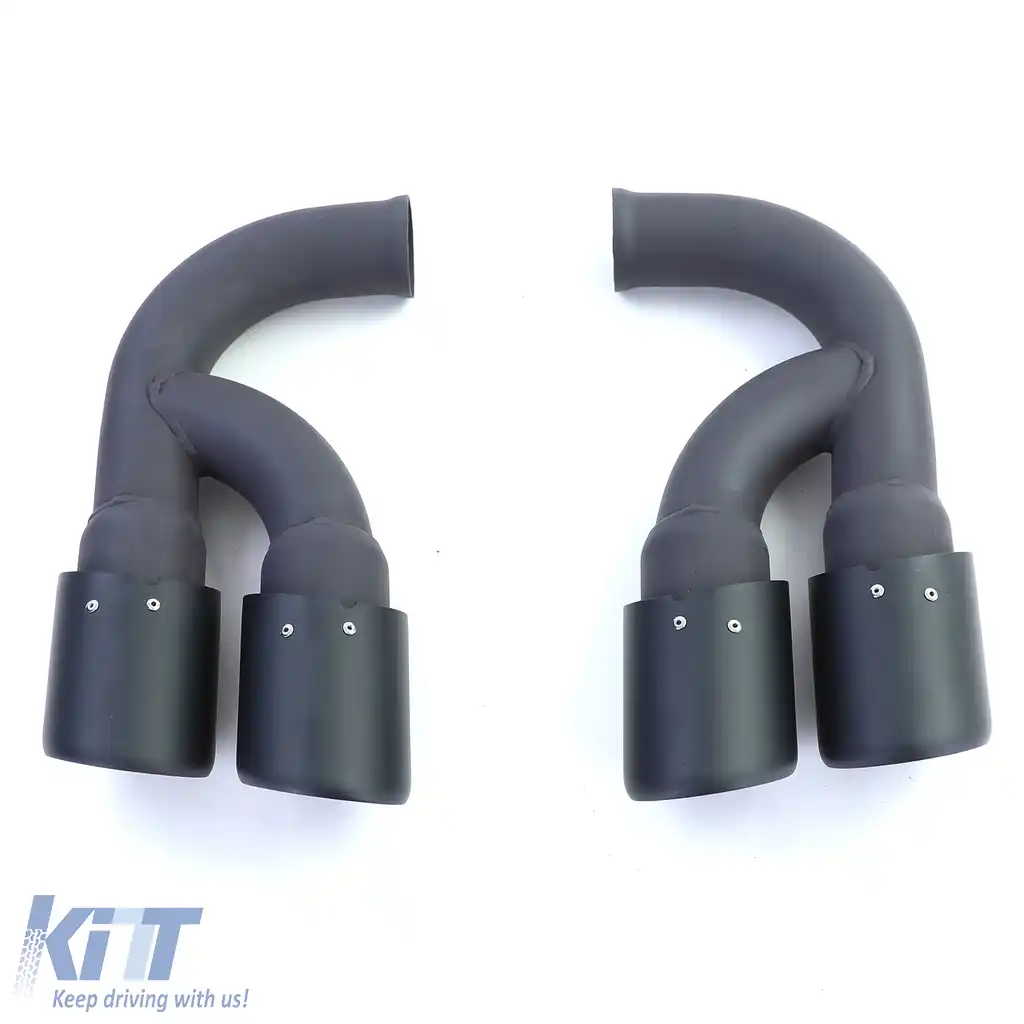 Tăvițe de evacuare din oțel inoxidabil cu două țevi, negre, potrivite pentru Porsche Cayenne 92A 3.0 Diesel 10-14-image-6195059