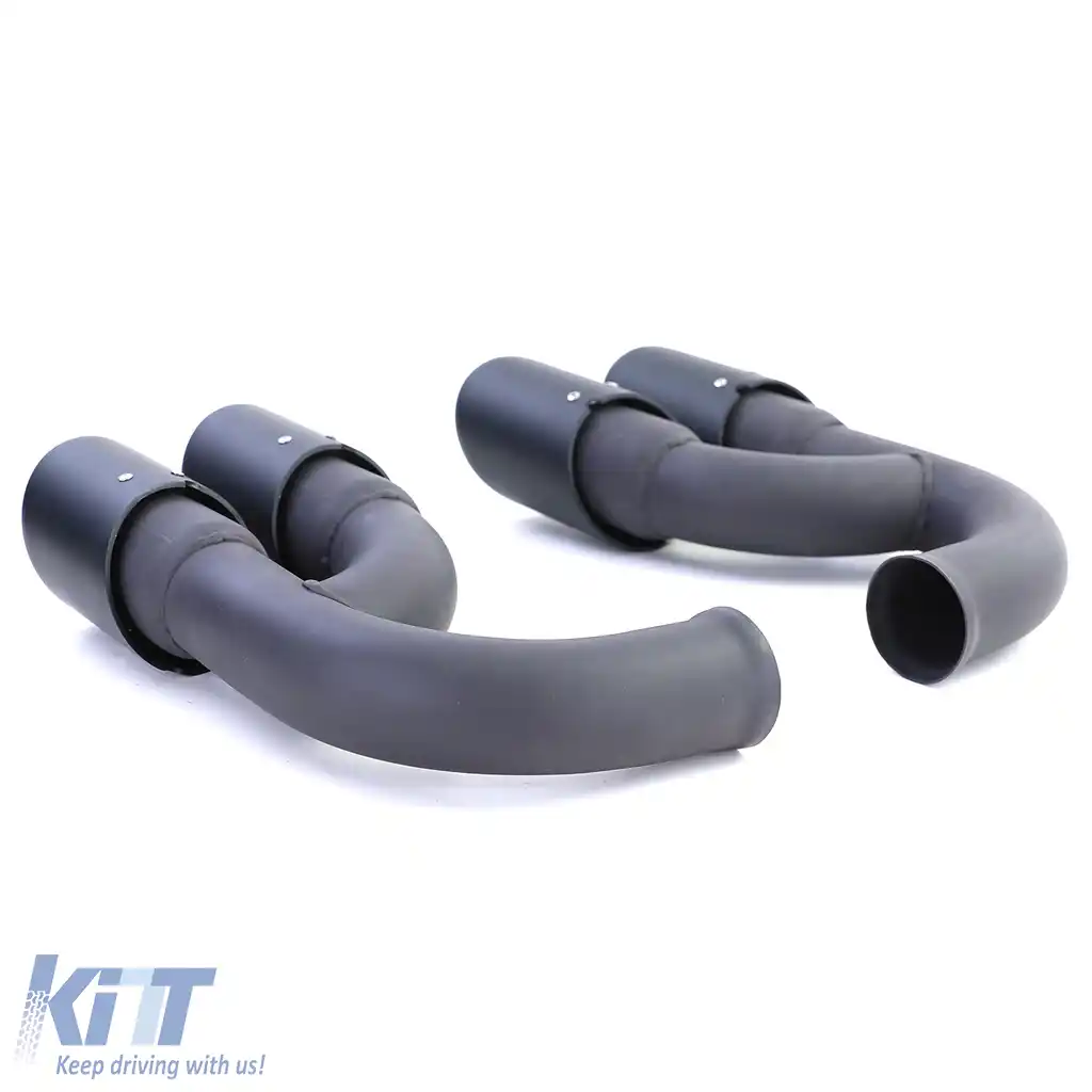 Tăvițe de evacuare din oțel inoxidabil cu două țevi, negre, potrivite pentru Porsche Cayenne 92A 3.0 Diesel 10-14-image-6195060