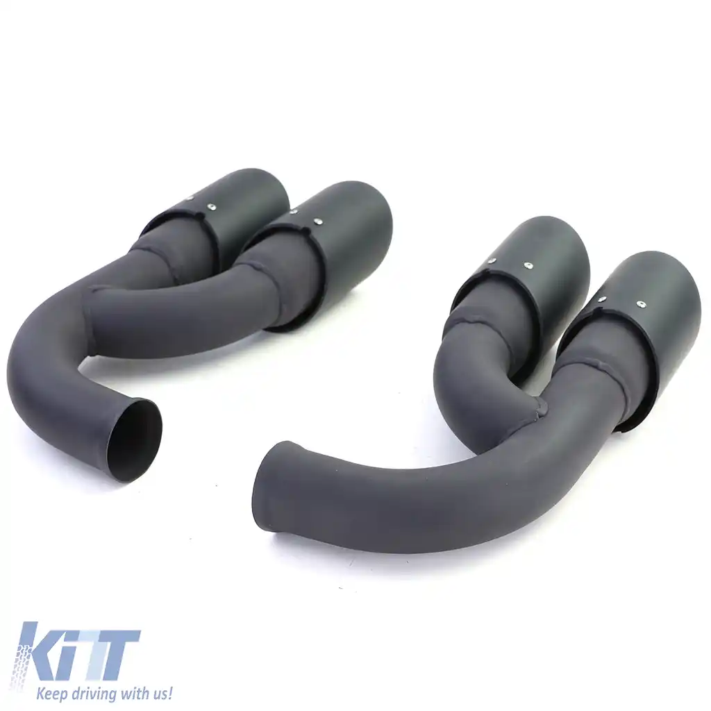 Tăvițe de evacuare din oțel inoxidabil cu două țevi, negre, potrivite pentru Porsche Cayenne 92A 3.0 Diesel 10-14-image-6195061