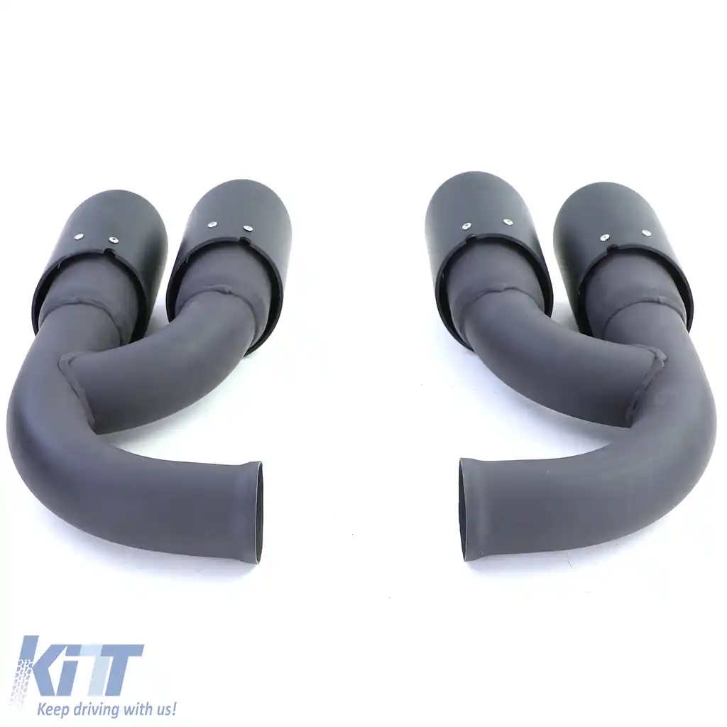 Tăvițe de evacuare din oțel inoxidabil cu două țevi, negre, potrivite pentru Porsche Cayenne 92A 3.0 Diesel 10-14-image-6195062