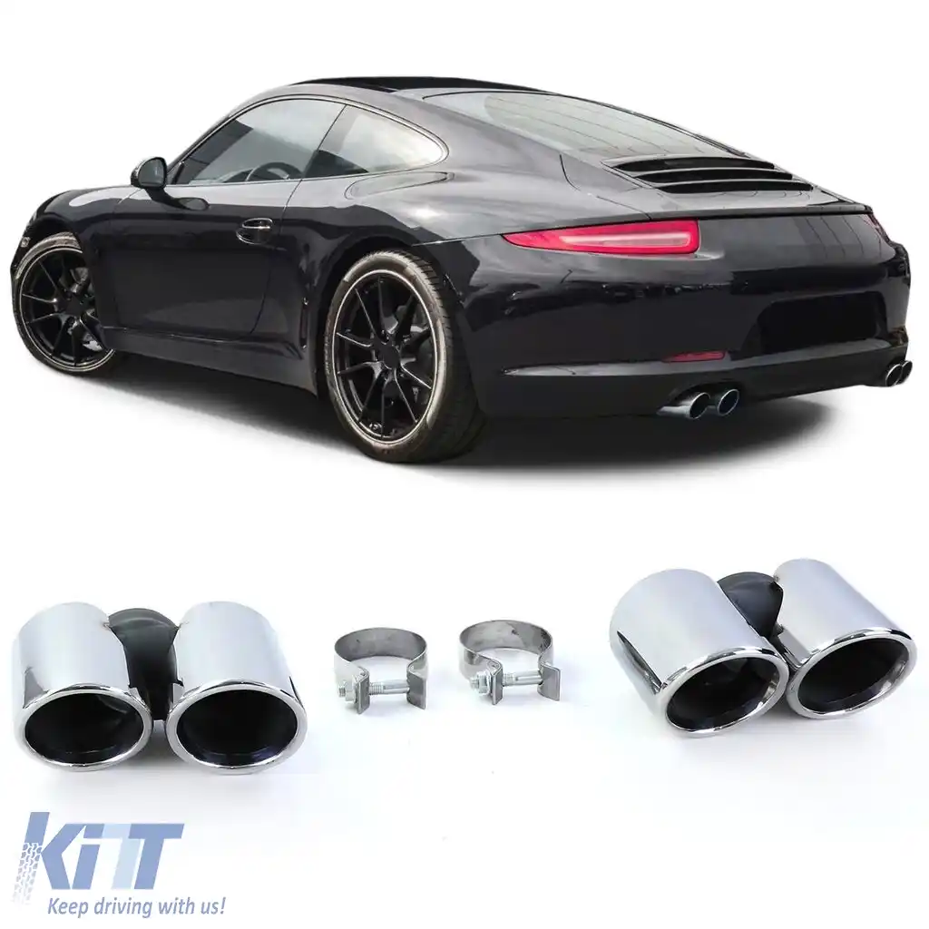 image-55-Tăvițe de evacuare duale lustruite potrivite pentru Porsche 911 991.1 11-15 3.4 350CP