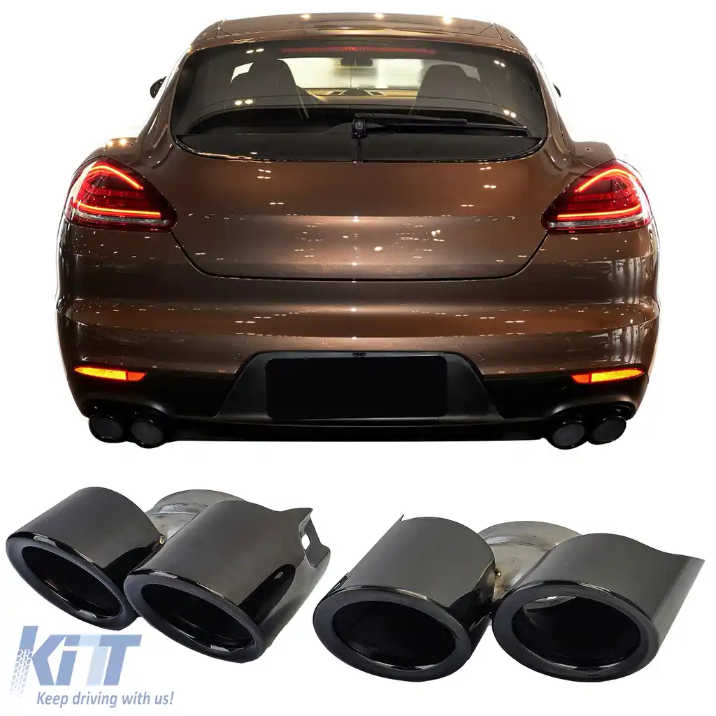 Tăvițe de evacuare duale negre potrivite pentru Porsche Panamera 970.2 228kW
