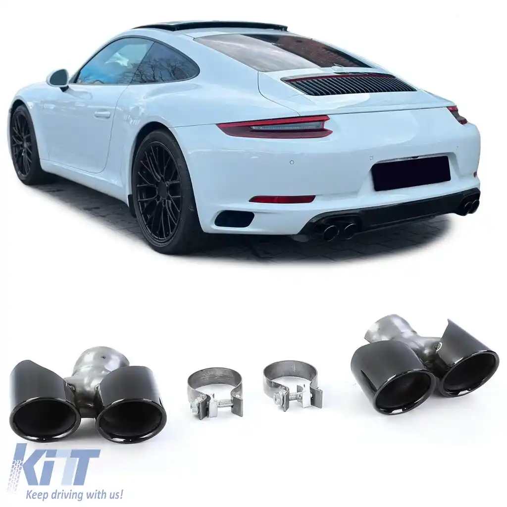 image-23-Tăvițe de evacuare duale negre potrivite pentru Porsche 911 991.2 15-19 3.0 370CP
