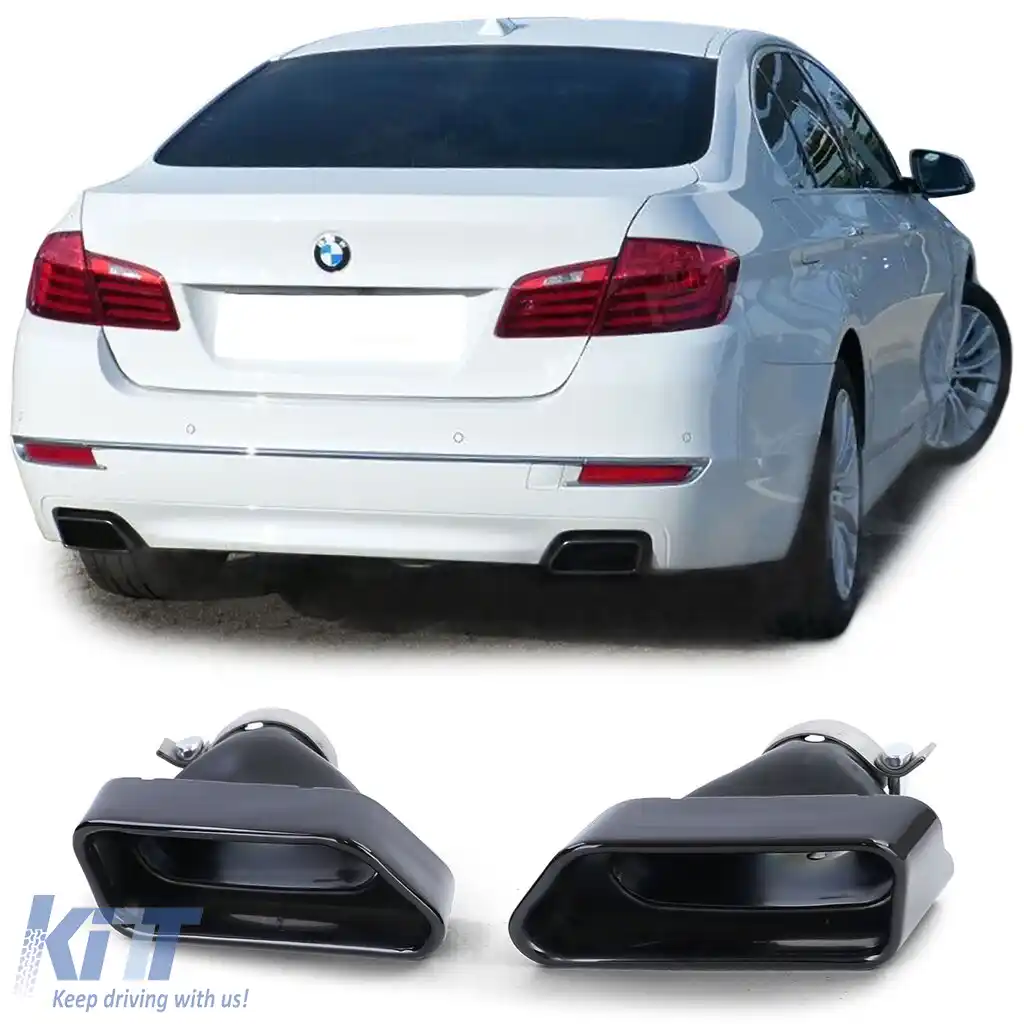 Tăvițe de evacuare V8 550 stil negru, potrivite pentru BMW Seria 5 F10 F11 535i 535d