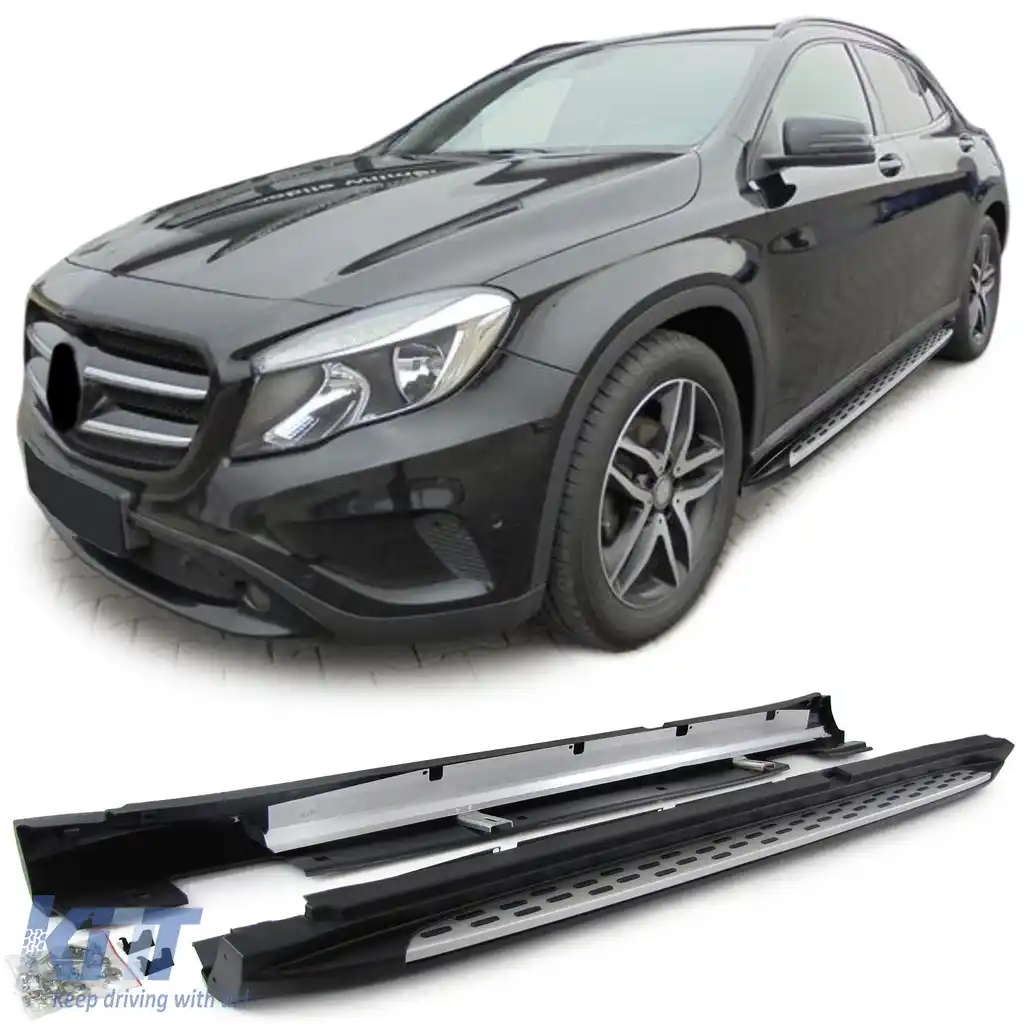 Tăvițe din aluminiu pentru protecția laterală, stil OE, cu ABE, potrivite pentru Mercedes GLA X156 13-20