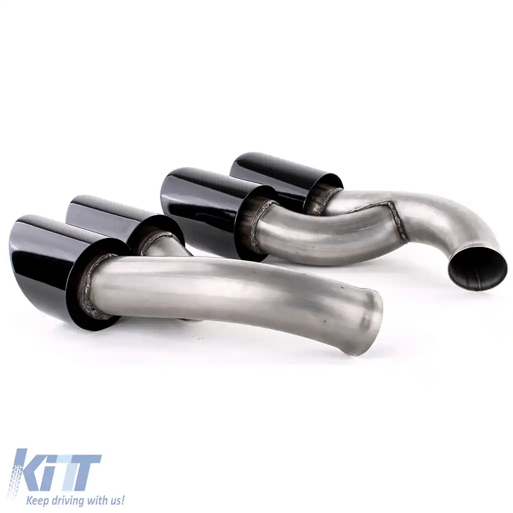 Tăvițe duble de evacuare look GTS negre, potrivite pentru Porsche Cayenne 92A Facelift 14-17-image-6200994