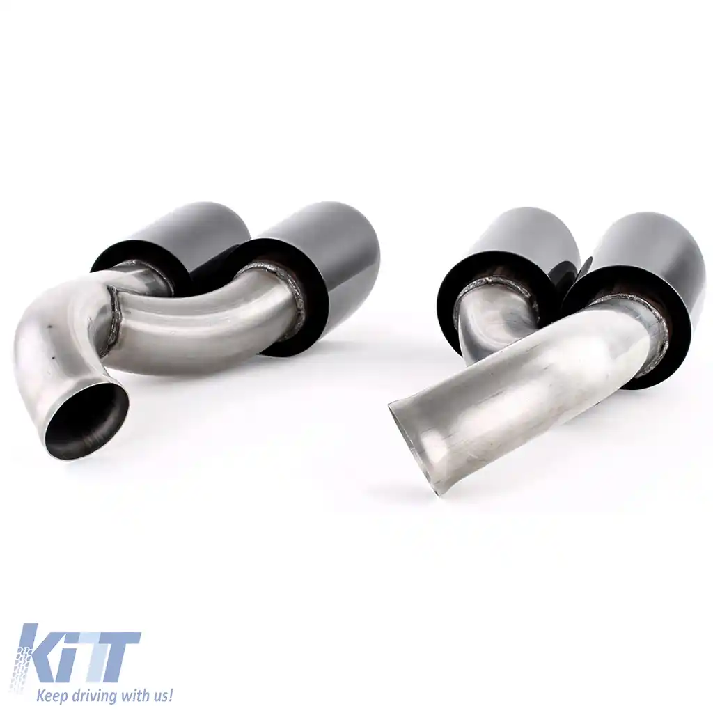 Tăvițe duble de evacuare look GTS negre, potrivite pentru Porsche Cayenne 92A Facelift 14-17-image-6200996