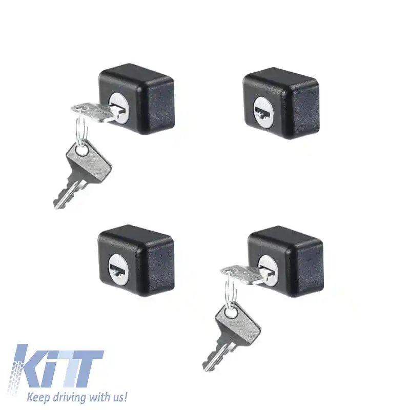 Uși cu cheie anti-furt, potrivite pentru barele de acoperiș CRUZ ST & SR 932-034 Set de 4 piese cu 2 chei