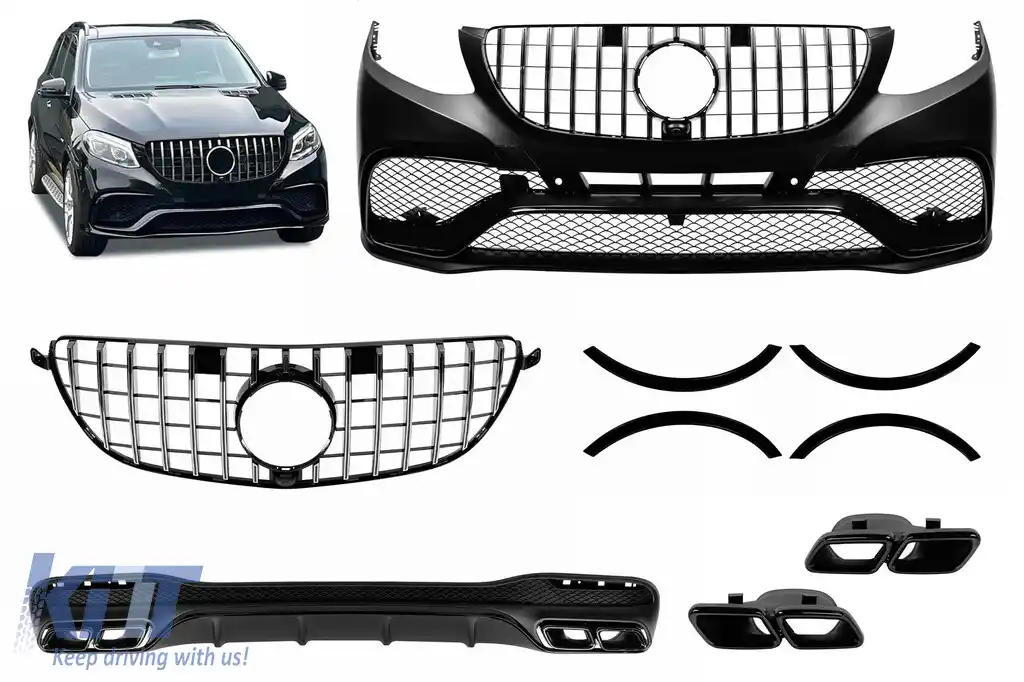 Un kit de caroserie stil GLE63 Design, potrivit pentru Mercedes GLE W166 2015-2019