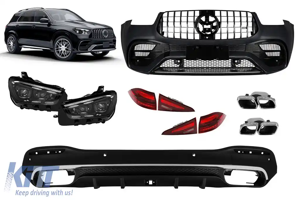 image-39-Un pachet de design tip 63 potrivit pentru Mercedes GLE SUV W167 2020-2023, cu difuzor, faruri LED și stopuri LED