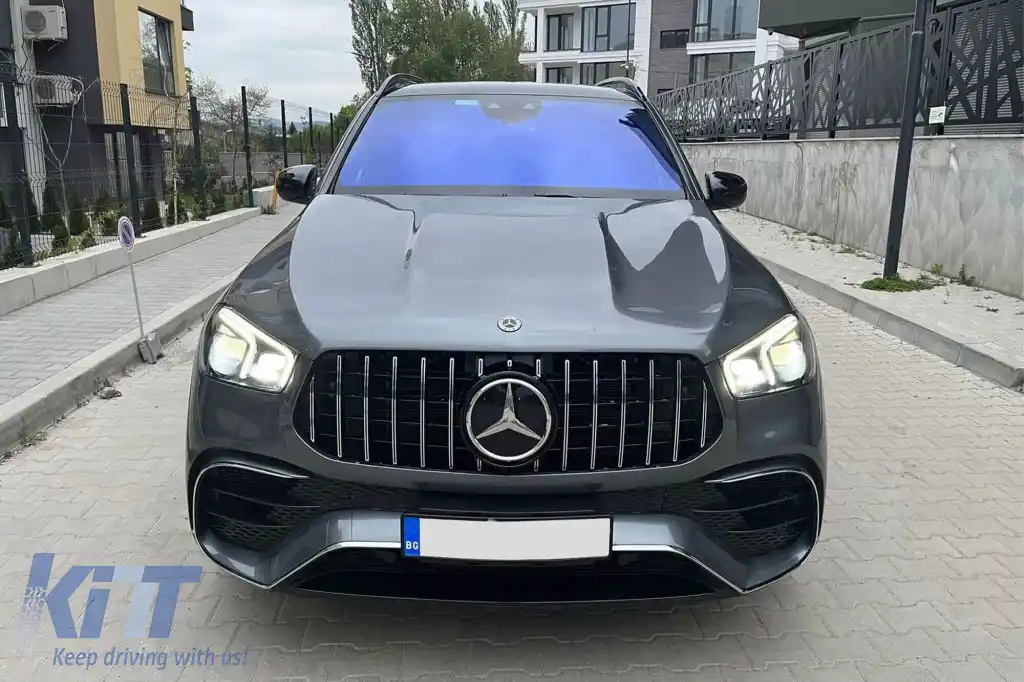 Un pachet de design tip 63 potrivit pentru Mercedes GLE W167 SUV 2018-2023, după 2024 cu elemente cromate și duze cromate-image-6265217