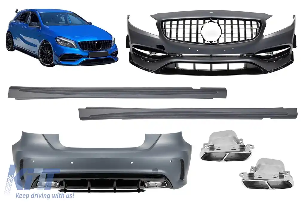 Un pachet de design tip A45 potrivit pentru Mercedes A-Class W176 hatchback 2012-2018