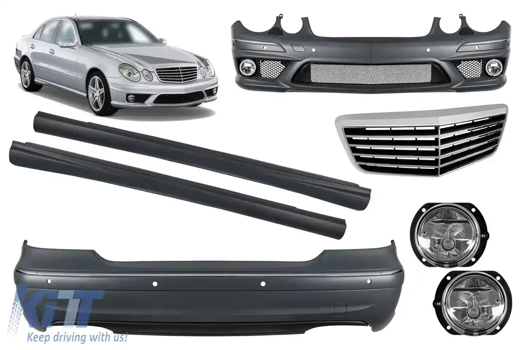 Un pachet de design tip E63 potrivit pentru Mercedes E-Class W211 sedan 2002-2009