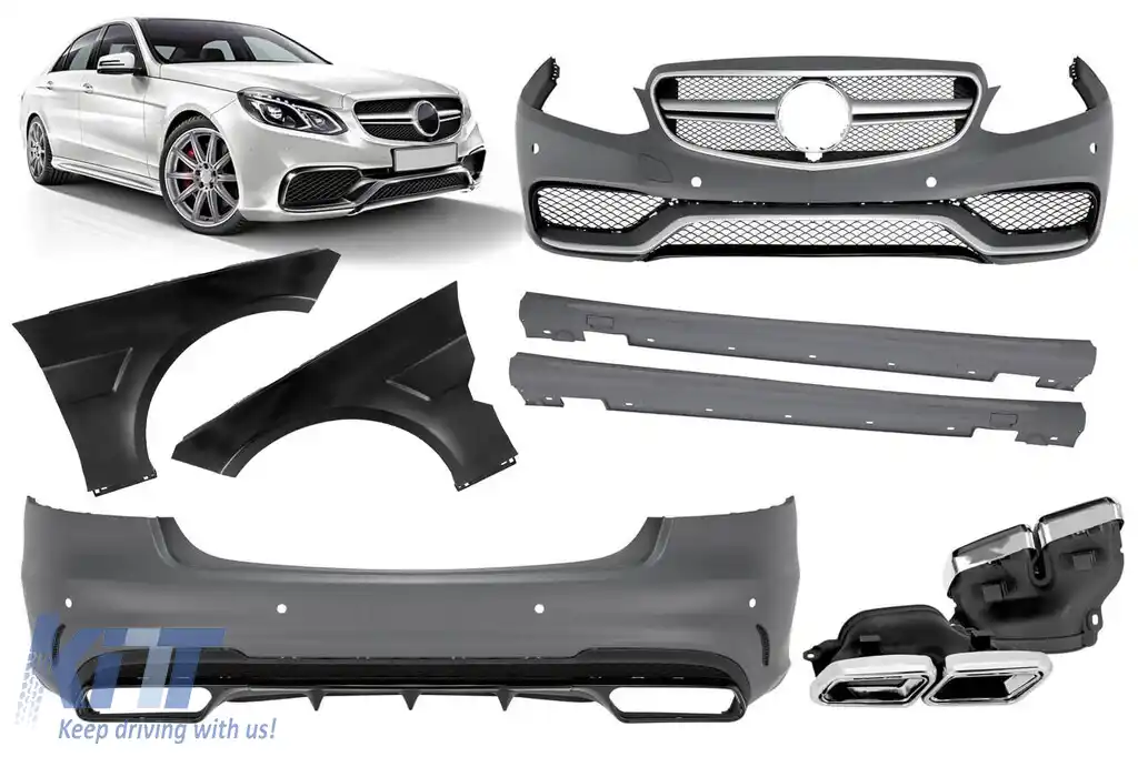 Un pachet de design tip E63 potrivit pentru Mercedes E-Class W212 sedan 2014-2016 cu aripi
