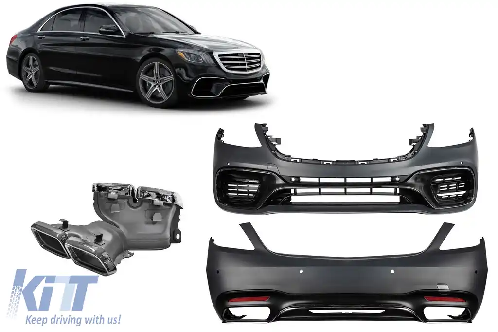 Un pachet de design tip S63 potrivit pentru Mercedes S-Class W222 2017-2020, fără praguri laterale