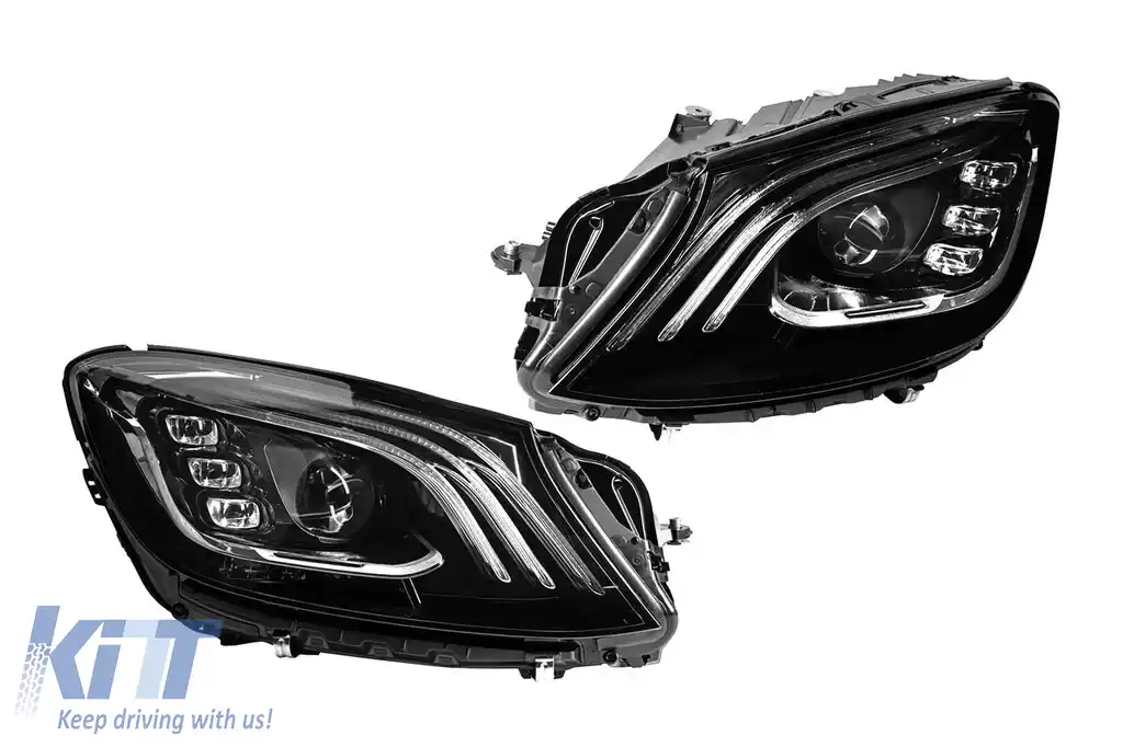 Un pachet de design tip S63 potrivit pentru Mercedes S W222 2013-2017 cu faruri, praguri pentru bază lungă-image-6140924